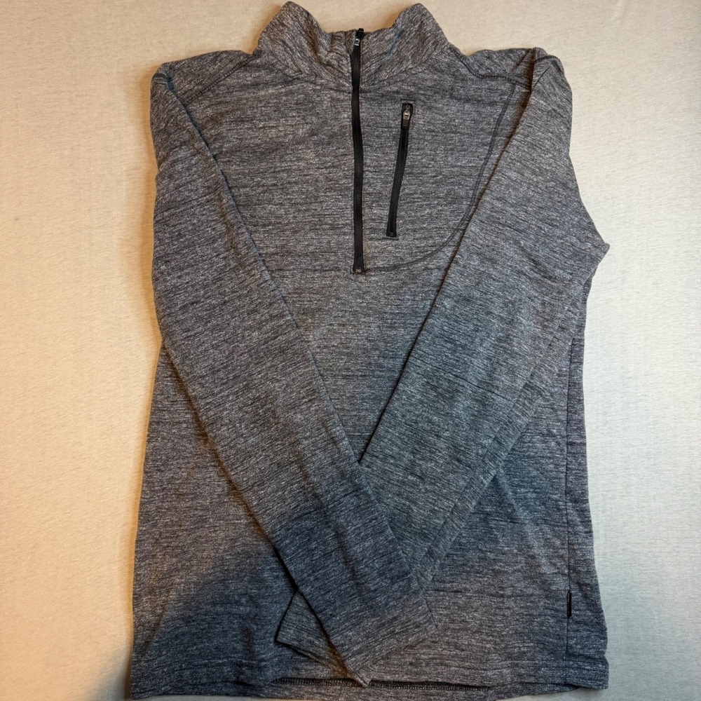 Swiss Tech Mens Quarter Zip Pullover Heather‎ Gray Mock Neck Sweater Small